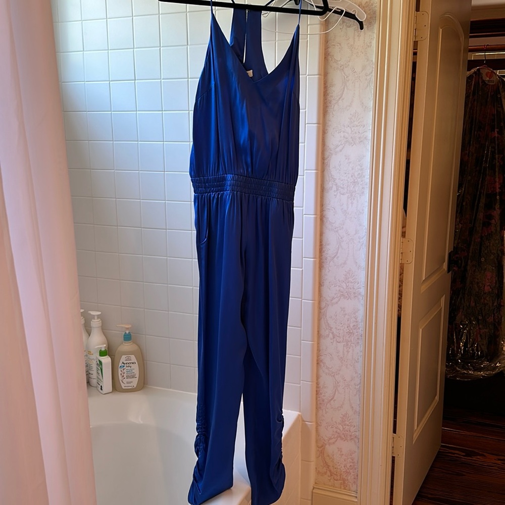 Amanda Uprichard silk blue jumpsuit
